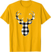 Buffalo Plaid Deer Clothing Co. by AAM Black & White Classic Christmas Buffalo Plaid Deer Head T-Shirt - Golden Yellow