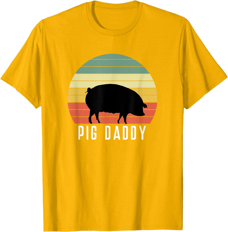 Pig Farmer for Men Women Kids Boys Girls Pig Dad - Daddy Farmer Farming Farm Pork Animal Livestock T-Shirt - Golden Yellow