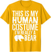 Halloween Funny - This Is My Human Costume Bear T-Shirt - Golden Yellow