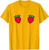 Fruit Boobs Co Strawberry Fruit Boobs Funny Summer Food T-Shirt - Golden Yellow