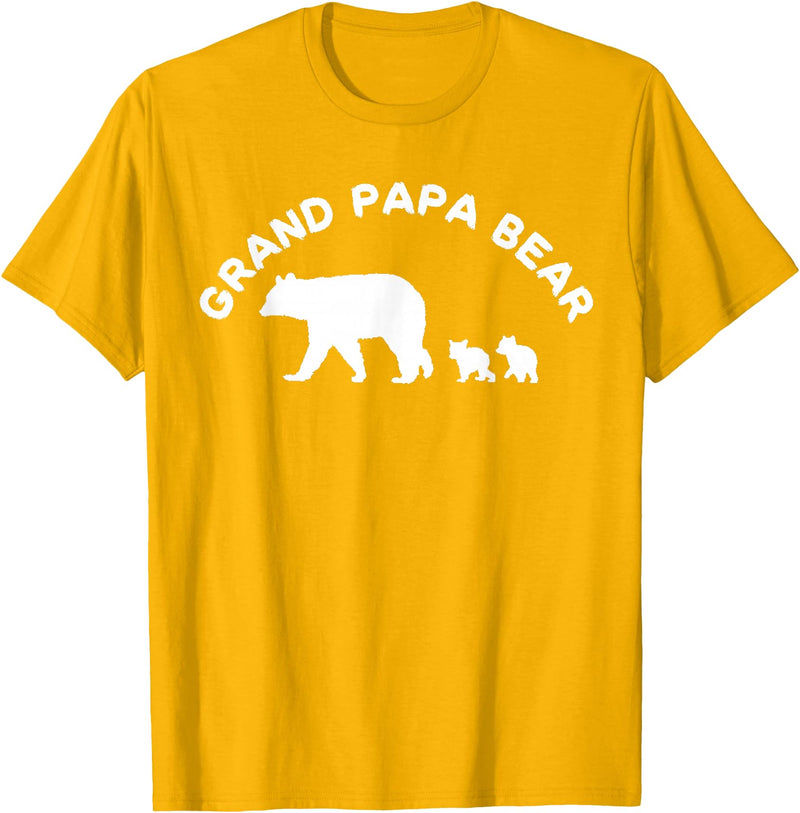 All in the Bear Family Grand Papa Bear Grandpa With 2 Two Cubs Gift T-Shirt - Golden Yellow