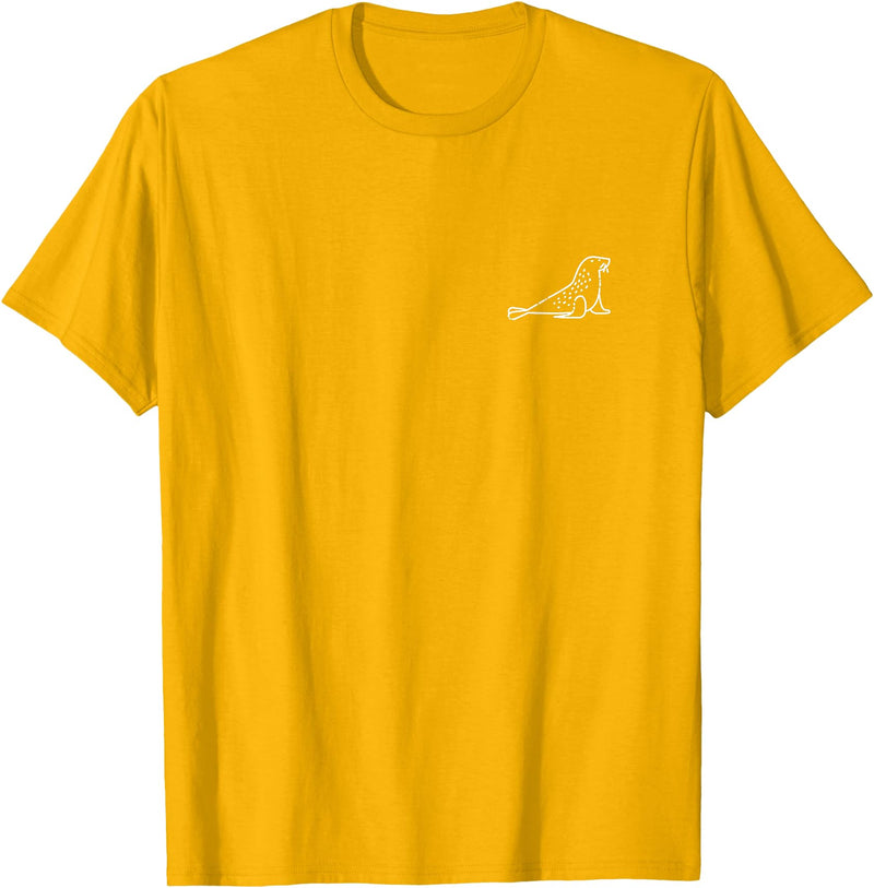 The Pocket Patch Badge Apparel Co Sea Lion Animal Badge Patch Line Art Outline Gift T-Shirt - Golden Yellow