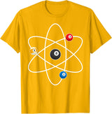 Cool Billiard Design For Men Women Atom Cue Ball Sport Game T-Shirt - Golden Yellow