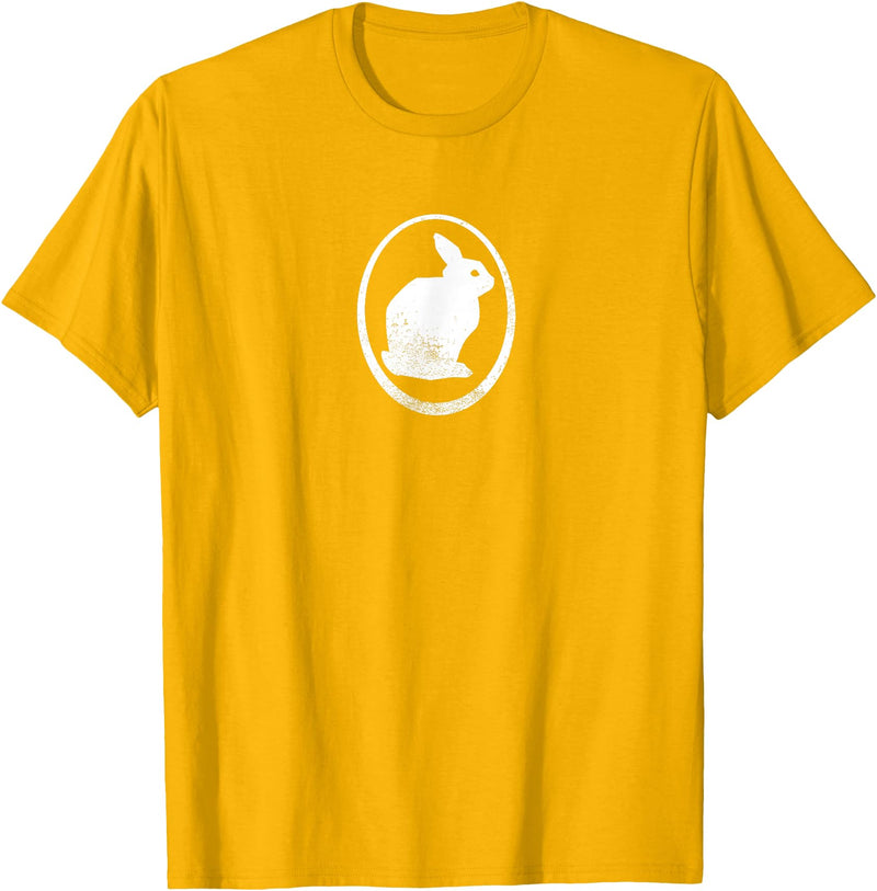 White Silhouette of a Bunny, Stylized for Rabbit Lovers T-Shirt in Golden Yellow