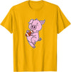 American Football USA animal Touchdown sport ball Pig plays American Football T-Shirt - Golden Yellow