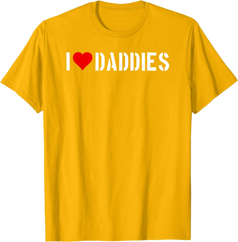 Bear Daddy I Heart (love) Daddies Funny Gay Adult Humor Cute Older Men T-Shirt - Golden Yellow
