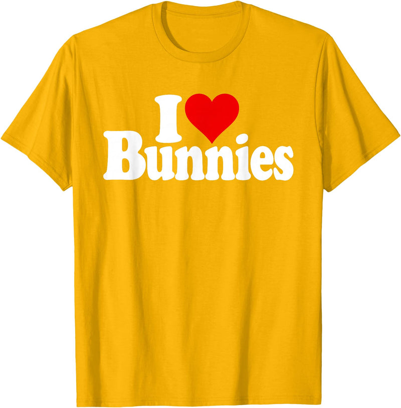 I LOVE HEART BUNNIES BUNNY RABBITS T-Shirt in Golden Yellow