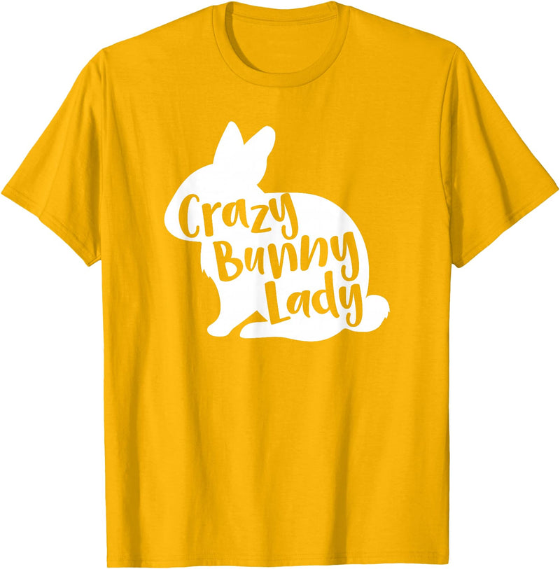 Crazy Bunny Lady - Funny Rabbit Lover T-Shirt in Golden Yellow