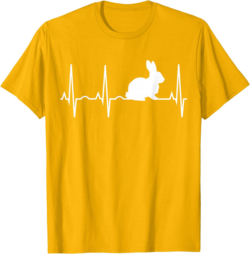 Bunny Heartbeat for Bunny Lovers Rabbit Gift T-Shirt in Golden Yellow