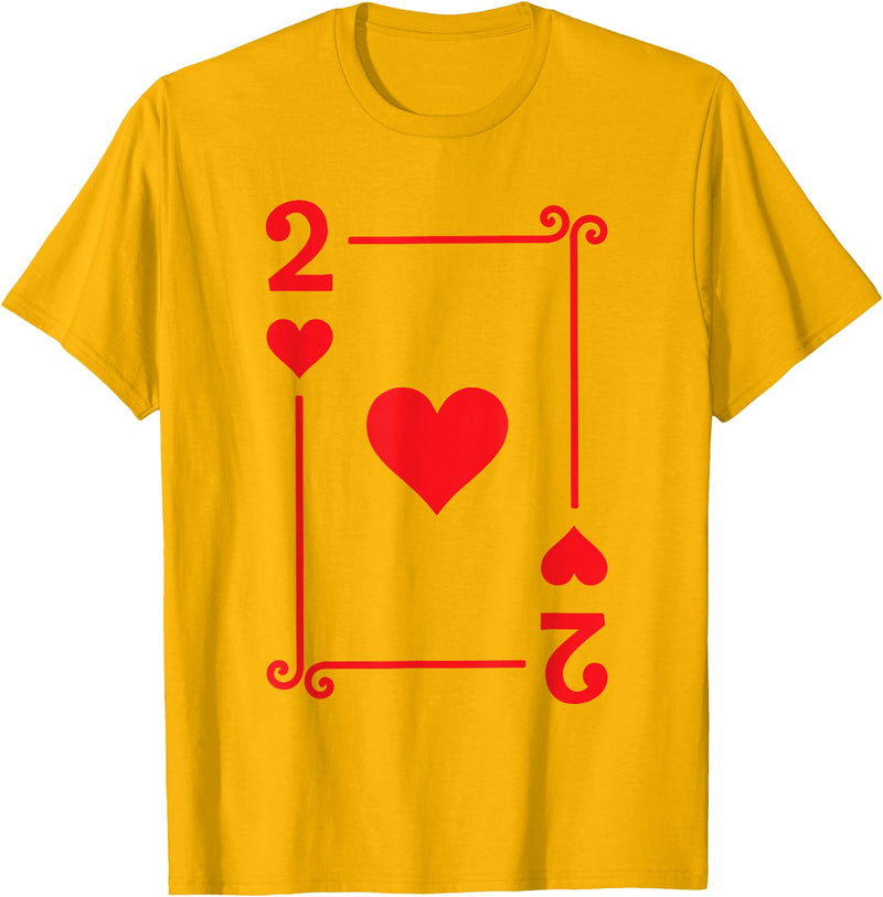 Playing Card Costume Tees - 2 Hearts Card - Two Card T-Shirt - Golden Yellow