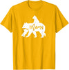 Artsy Mommy Bear Silhouette Nature Family Gifts Mama Bear 2 Baby Bear Cubs Playing Riding on Back T-Shirt - Golden Yellow