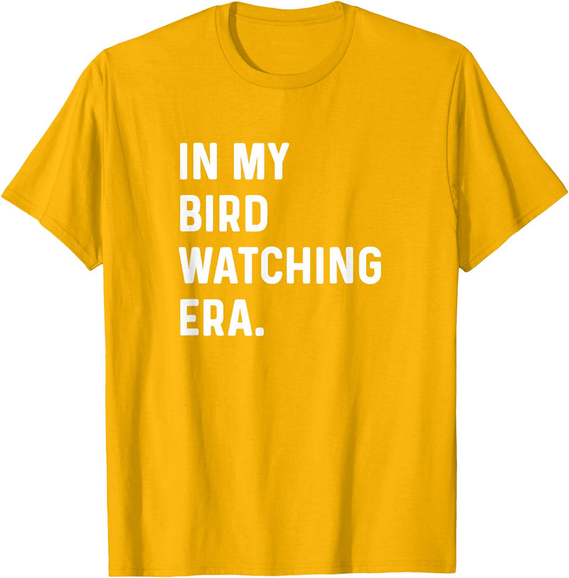 Bird Watching for Men Women Boys Girls by Jess in My Bird Watching Era - Birds Telescope Photography T-Shirt - Golden Yellow