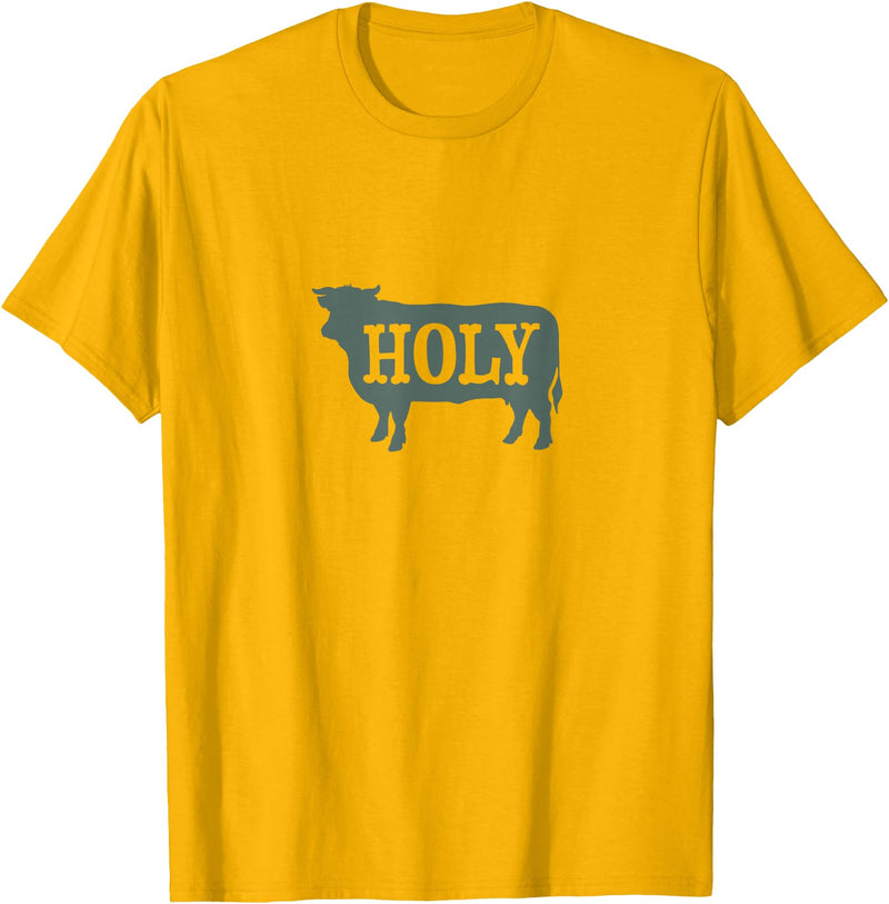 Whyitsme Design Funny Cow Pun Holy Cow T-Shirt - Golden Yellow