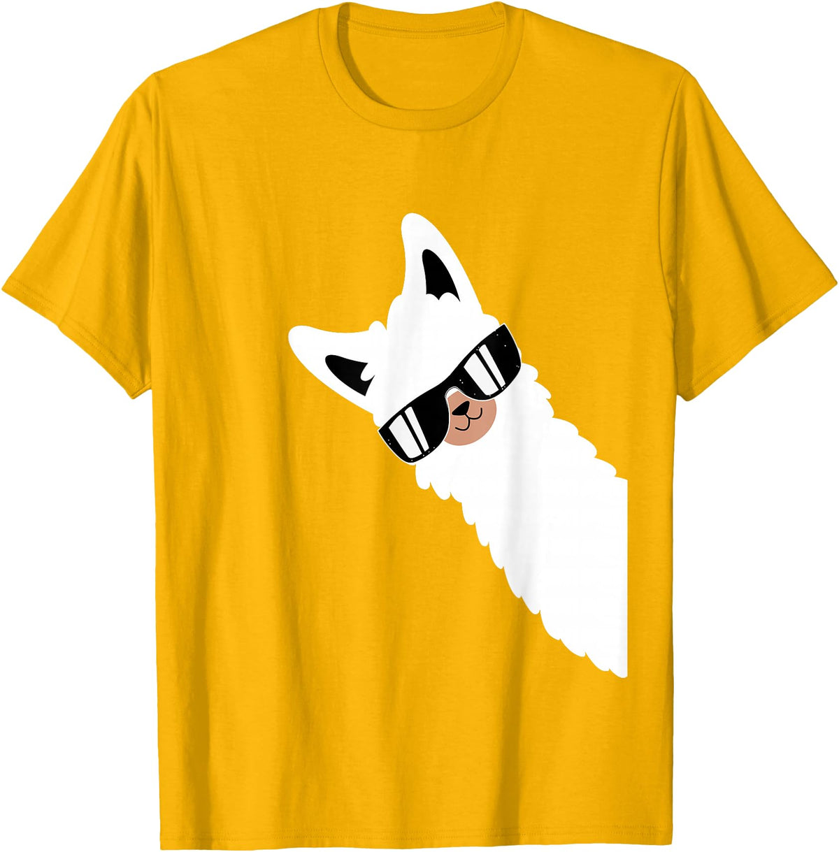 Funny Alpaca Apparel Lama Llama Alpaca with Sunglasses Lama Lover - Cool Lama T-Shirt - Golden Yellow