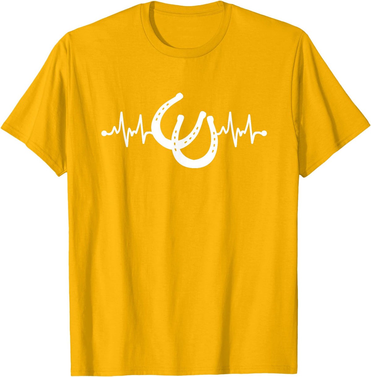 Horseshoe Horse Heartbeat Apparel Heartbeat Horse Lover Clothing - Horse Heartbeat T-Shirt - Golden Yellow