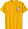 Funny Hamster Peeking in Pocket Animal Lover Men Women Kids T-Shirt - Golden Yellow