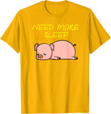 Cute Animal Pyjama Sleep Bed Outfits Funny Sleeping Pig Pajama Design for Bedtime T-Shirt - Golden Yellow