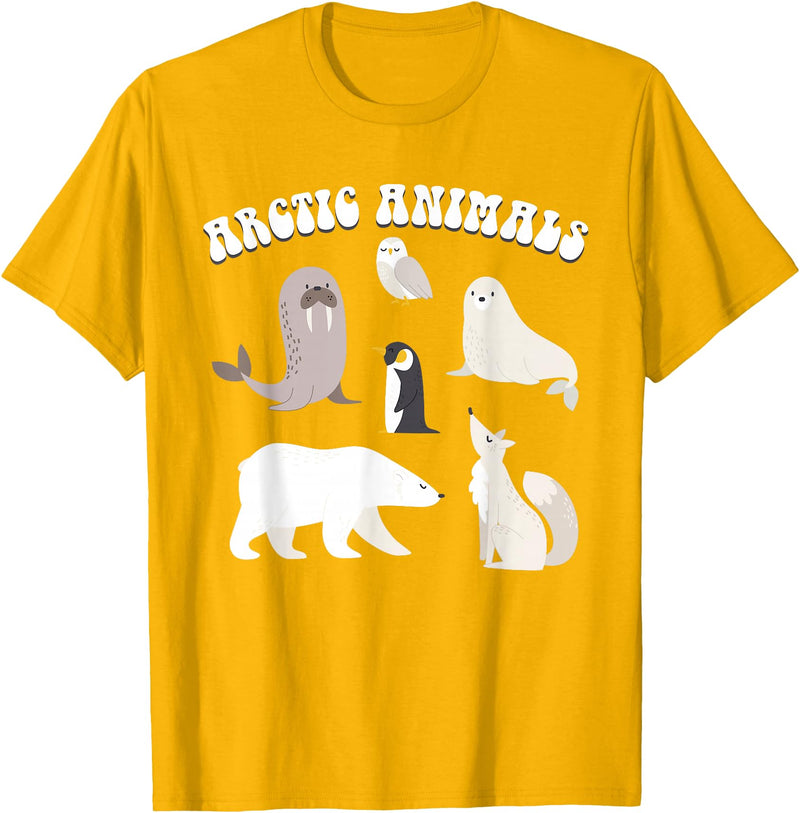 Awesome Arctic Animals for Kids Arctic Animals, Arctic Fox Cute Arctic Polar Bear North Pole T-Shirt - Golden Yellow