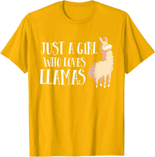 Funny Llama And Alpaca Gifts Funny Llama Girl Just A Girl Who Loves Llamas T-Shirt - Golden Yellow