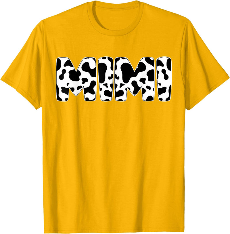 Family Matching Gifts Cow Mimi Cow Print Cow Pattern Mother's Day T-Shirt - Golden Yellow