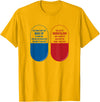 Blue Pill Red Pill Wonderland Rabbit Hole T-Shirt in Golden Yellow