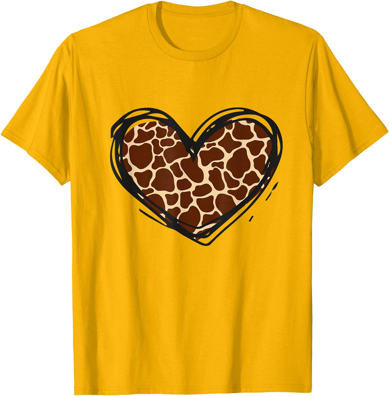 Giraffe Print Apparel Giraffe Heart Giraffe Print Clothes T-Shirt - Golden Yellow