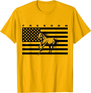 BASBO American Flag Horseback Riding Apparel - Horse T-Shirt - Straight - Golden Yellow