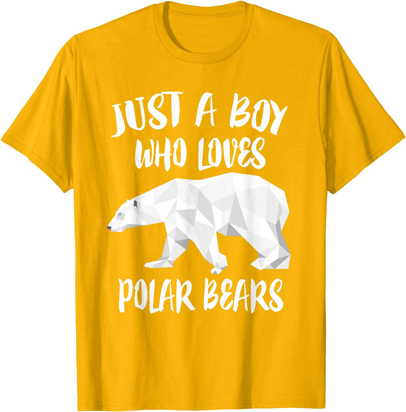 Polar Bear Lover Gift Just A Boy Who Loves Polar Bears T-Shirt Bear Lover Gift T-Shirt - Golden Yellow