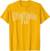 Buffalo NY by Kruzelly Vintage Buffalo New York 716 T-Shirt - Golden Yellow