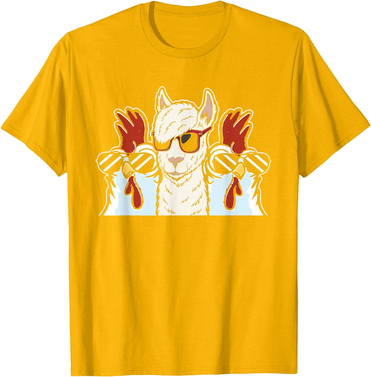 Llama Gifts & Accessories Chicken Llama Cool Alpaca - Lamaist Animal Llama T-Shirt - Golden Yellow