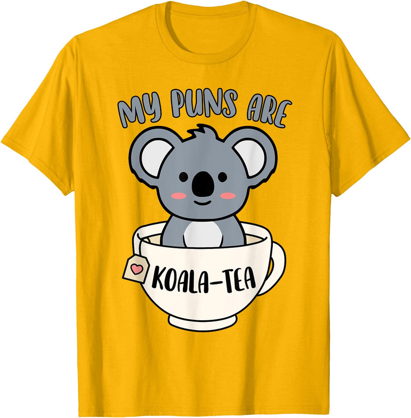 Cute Shirts and Merch My Puns Are Koala Tea Funny Cute Koala Bear Animal Pun T-Shirt - Golden Yellow