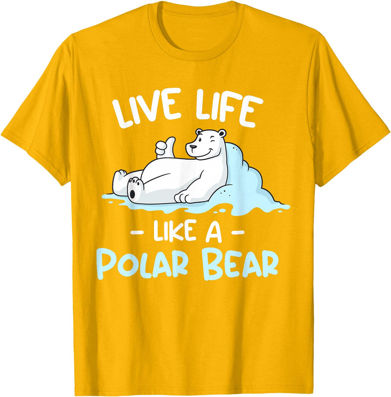 Polar Bear Designs Polar Bear Design | Live Life Like a Polar Bear T-Shirt - Golden Yellow