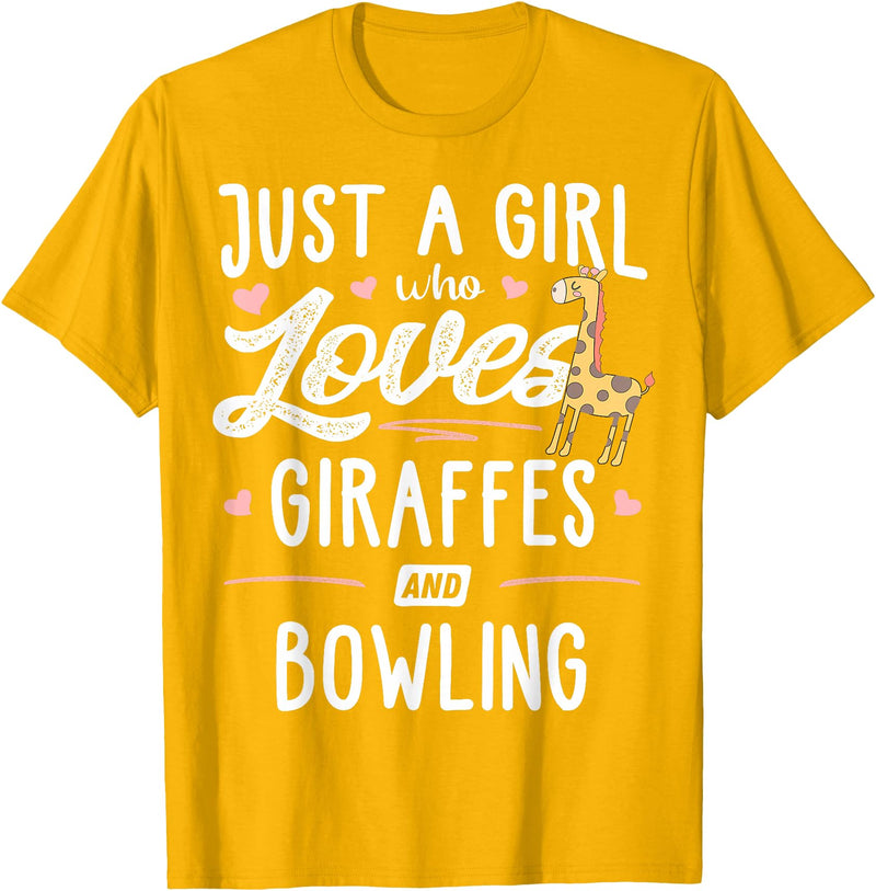 Giraffe Memme Just A Girl Who Loves Giraffes and Bowling Giraffe Gift T-Shirt - Golden Yellow