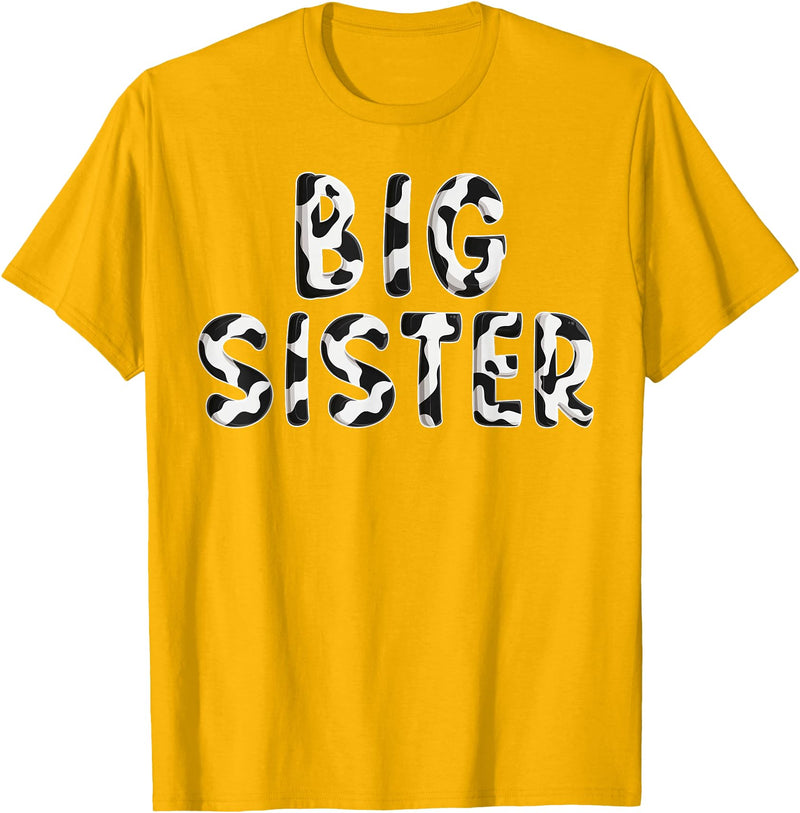 Cow Pattern Print Family Matching Birthday Shirts Cow Big Sister Birthday Family Matching Mothers Day Boy Girl T-Shirt -