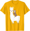 Sloth & Llama Animal Gifts Sloth Riding Llama Shirt Funny Birthday Gift for Boy, Girl T-Shirt - Golden Yellow