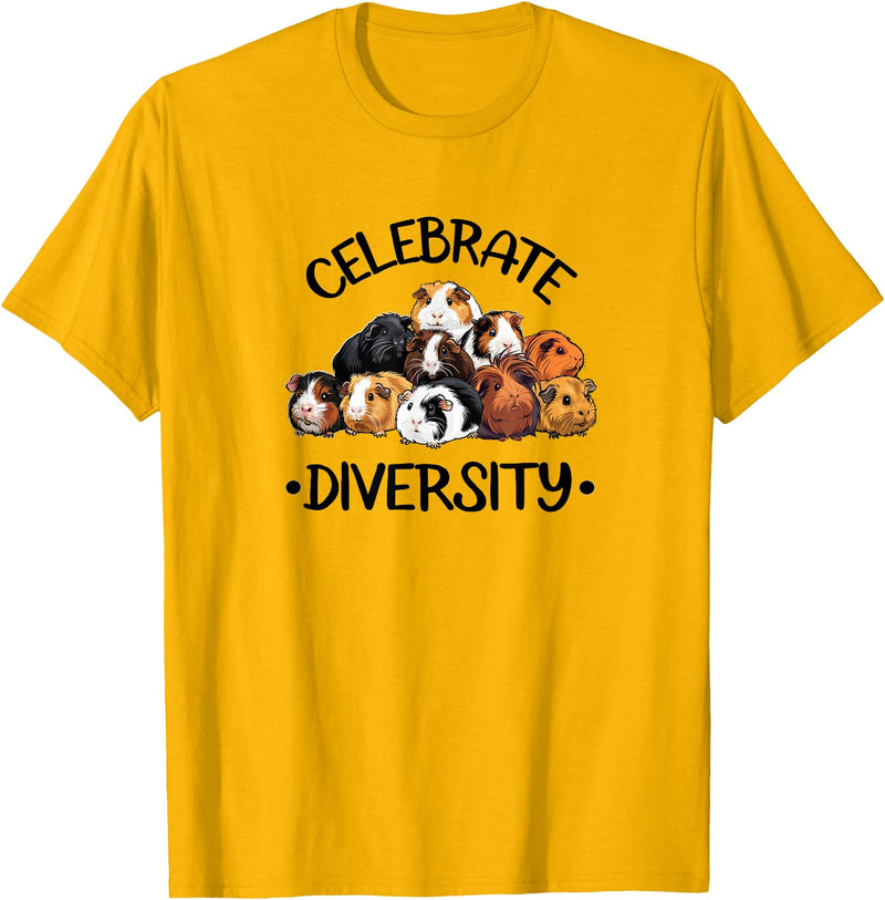 Funny Cavy Mom Love Gifts T Shirts & Hoodies Celebrate Diversity Kids Cute Wheek Merch Guinea Pig Lover T-Shirt - Golden Yellow