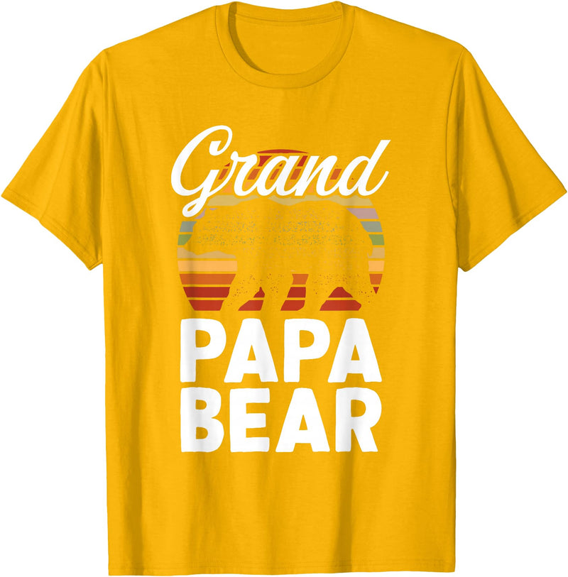 Crazy Grandpa Apparel & Gifts Fun Grandpa Animal Sunset Graphic - Grandpapa Bear T-Shirt - Golden Yellow