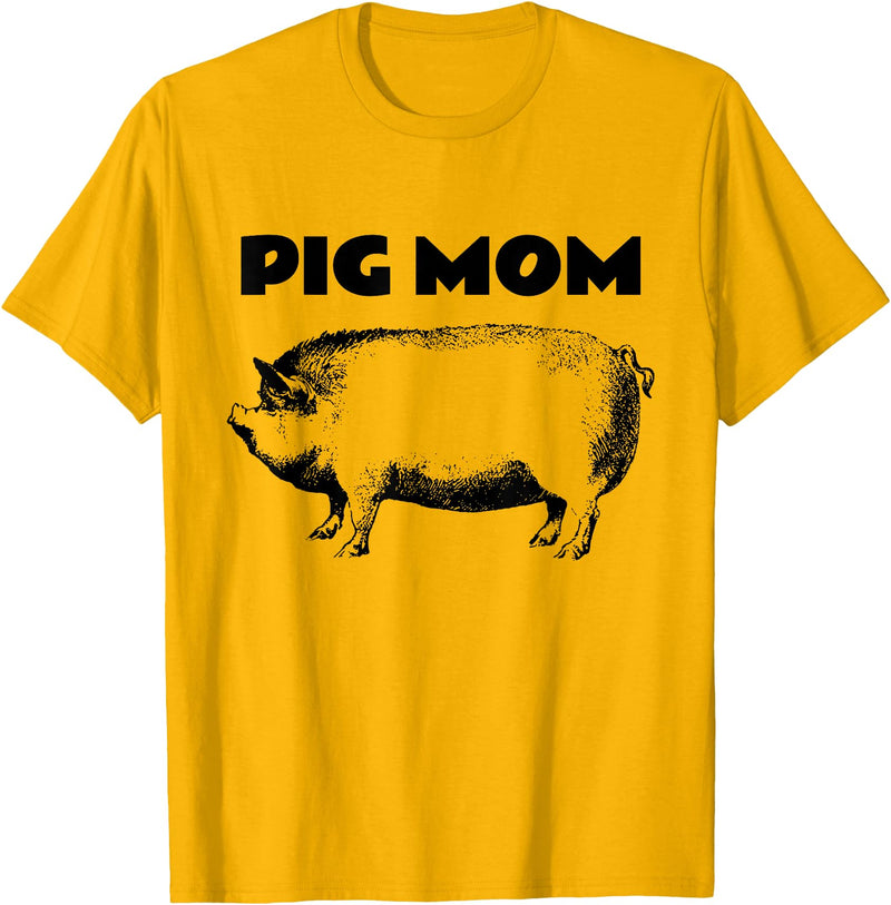 Cute Pig T-Shirts Pot Belly Pig Gifts Tees T Shirt Cute Pot Belly Pig Shirt-PIG MOM Pig Lovers T Shirt T-Shirt - Golden Yellow