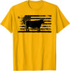 Funny Red Angus Rancher Gift for Cattle Lover USA American Flag - America Cow Red Angus Rancher T-Shirt - Golden Yellow