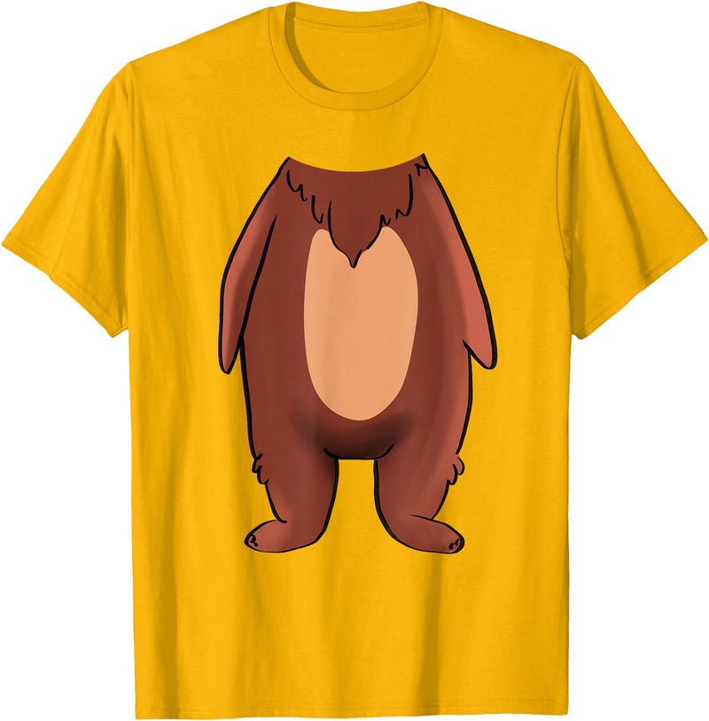 The Easy Costume Idea Shop Bear Halloween Costume Shirt - Brown Grizzly Bear T-Shirt - Golden Yellow