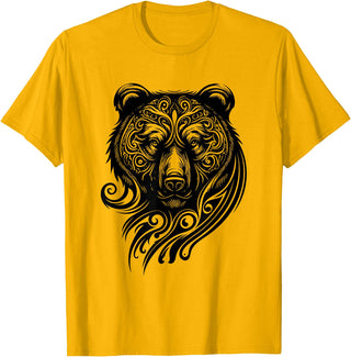 Best Tribal Tattoo Designs I Trends I Born for Art Bear Grizzly Nordic Indian Celtic Mythology Wild Animal Fan T-Shirt - Golden Yellow