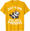 Panda Bear Clothing Panda Lover Cute Kids Just A Girl Who Loves Pandas T-Shirt - Golden Yellow