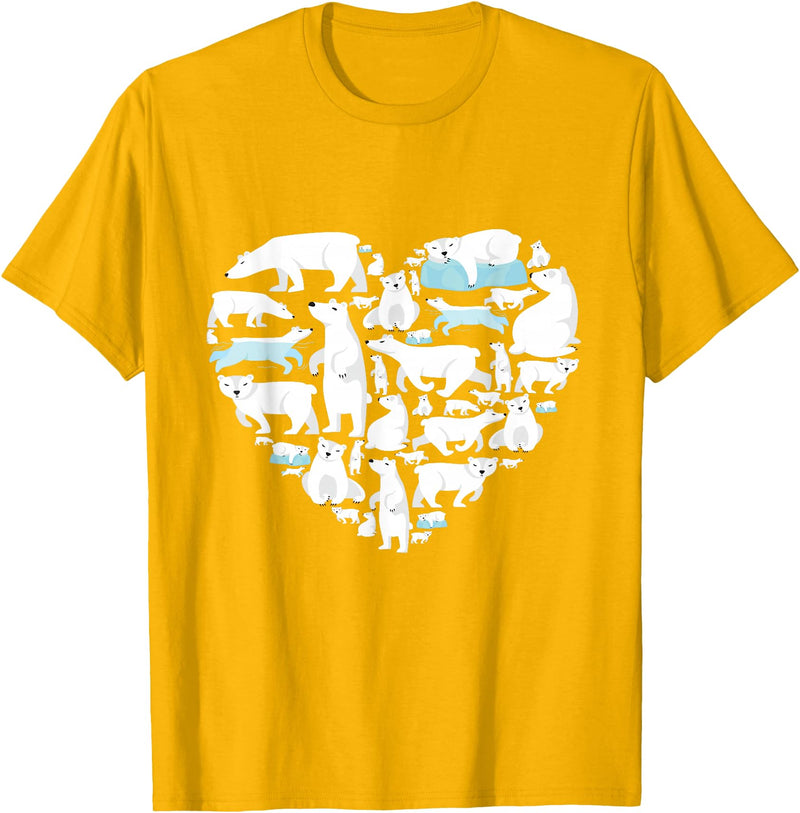 Polar beart lover heart gifts idea kids boys girls Polar Bear Lover Polar Bear Heart Valentine Gift Men Women T-Shirt - Golden Yellow