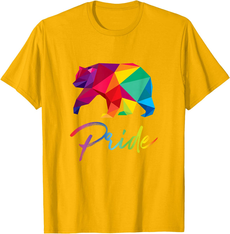 RhynoWear Pride Gay Bear Pride Shirt Bears LGBT Rainbow Flag Grizzly Gift T-Shirt - Golden Yellow