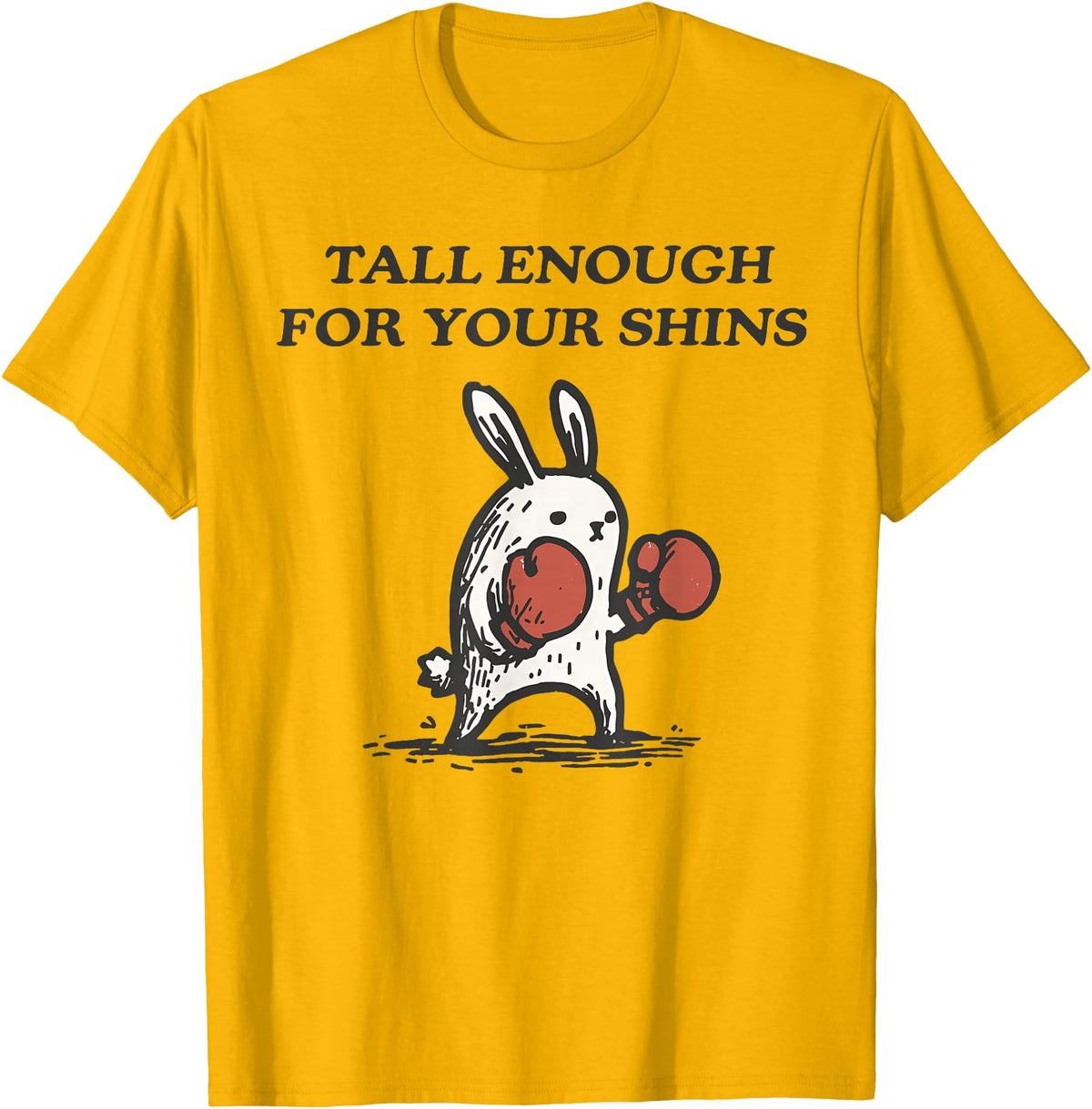 Tall Enough for Your Shins Cute Bunny Rabbit T-Shirt in Golden Yellow