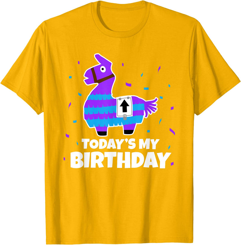 Todays My Bday LLama Tees Cute Birthday Llama Funny Bday Animal Party T-Shirt - Golden Yellow