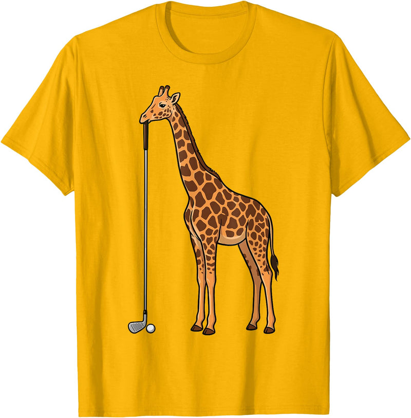 Golf Golfing Golfer Giraffe Animal Safari Giraffe Golf T-Shirt - Golden Yellow