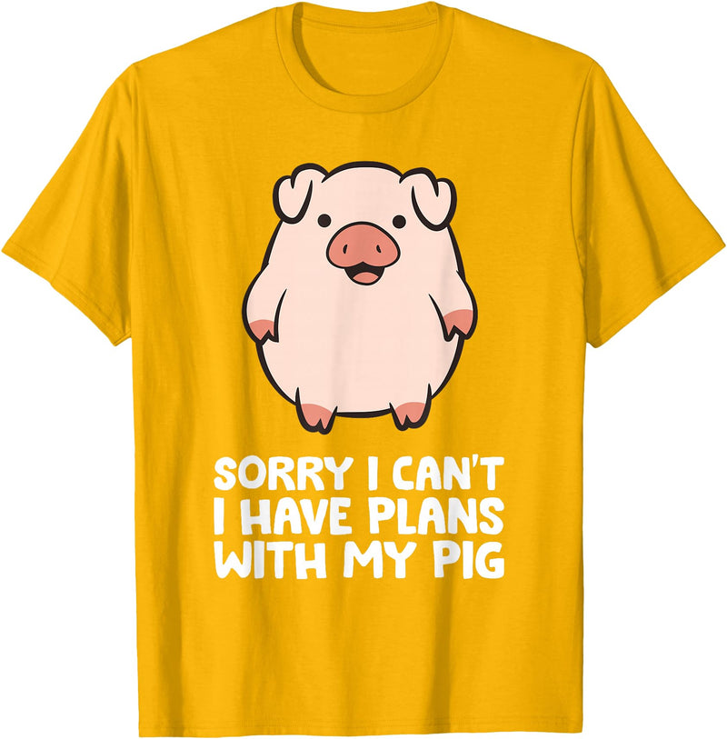 Pig Lover and Pig Farmer Gifts And Tees Pig Owner Pig Farmer Sorry I Can't I Have Plans With My Pig T-Shirt - Golden Yellow