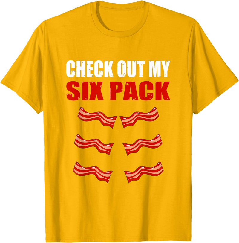 Check Out My Six Pack Bacon Gymer Bodybuilding Watch My Sixpack Funny Bacon Gymer Bodybuilding T-Shirt - Golden Yellow