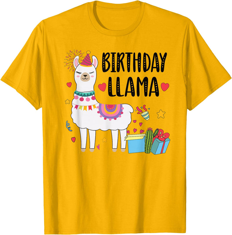 Matching Llama Birthday Party Supplies Birthday Llama Girl Birthday Party Llama Birthday Outfit T-Shirt - Golden Yellow
